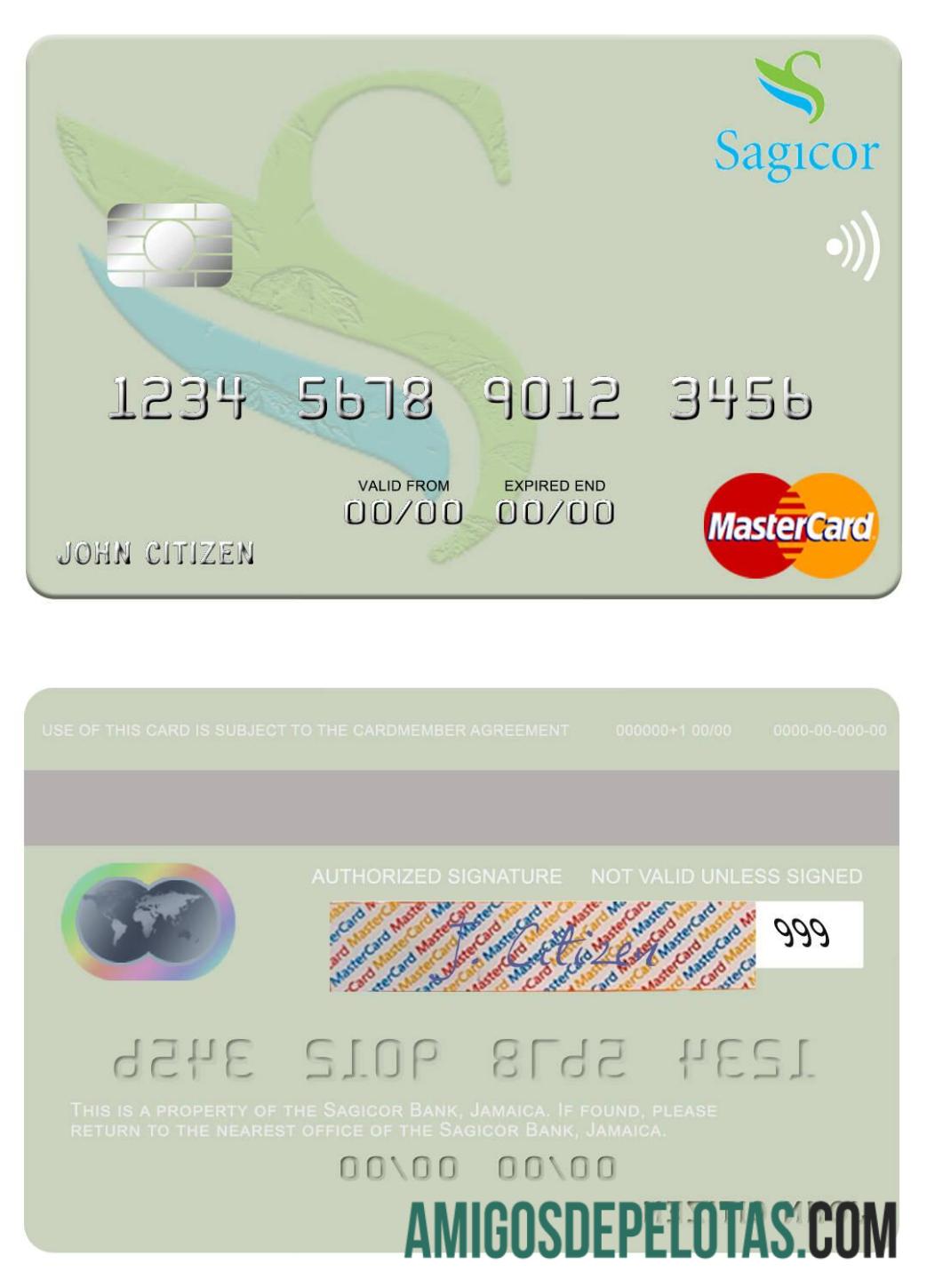 Jamaica Sagicor Bank Mastercard example